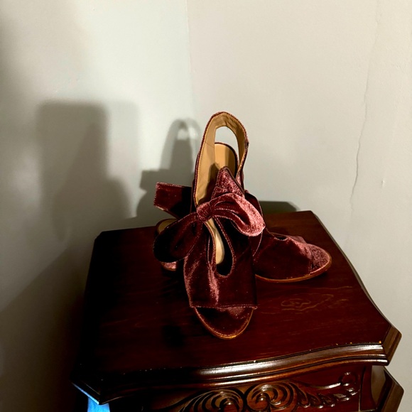 Velour Mauve bow ope toe Heel 8 - Picture 1 of 6